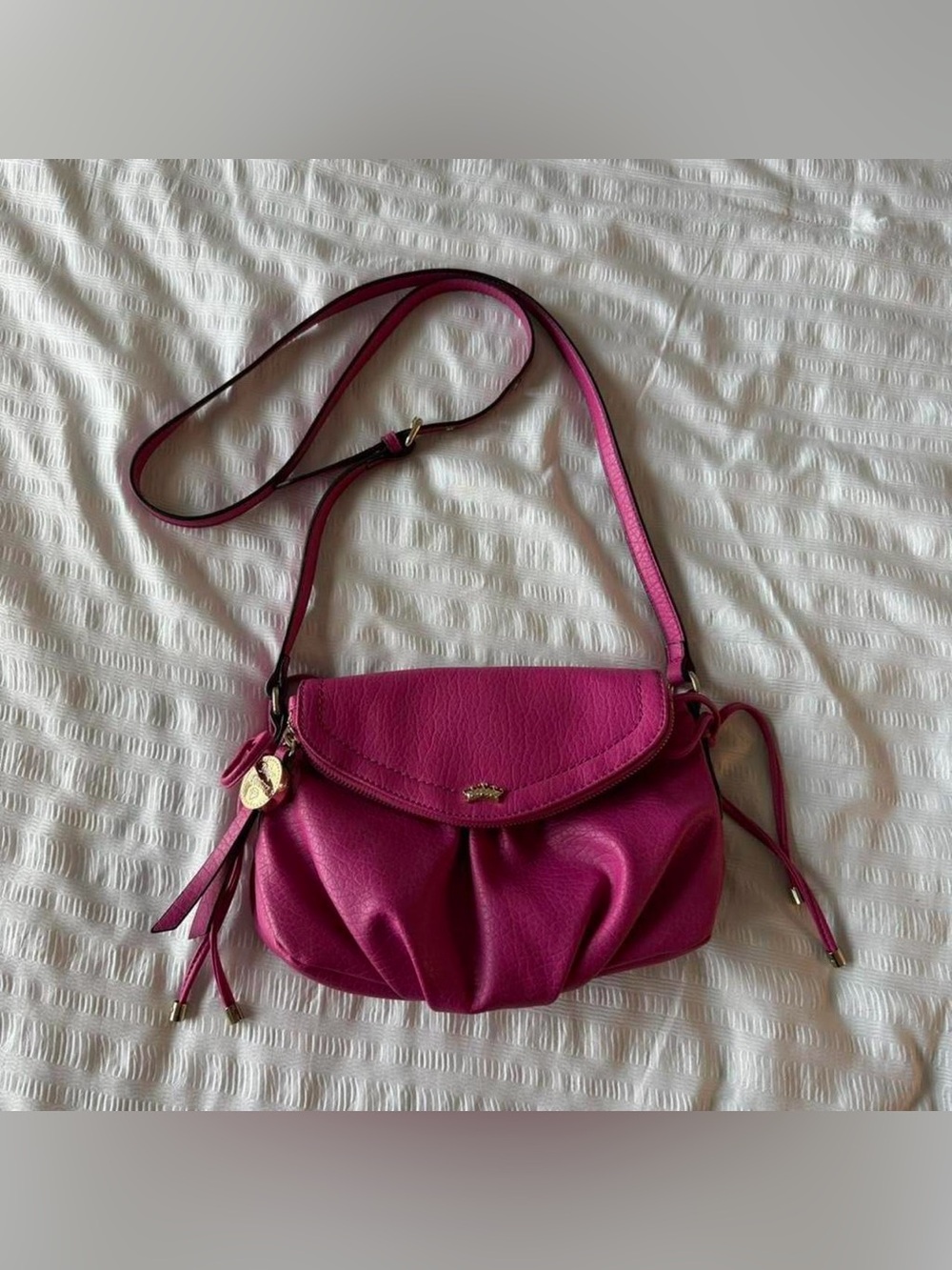 Fuchsia Leather JC Crossbody Bag